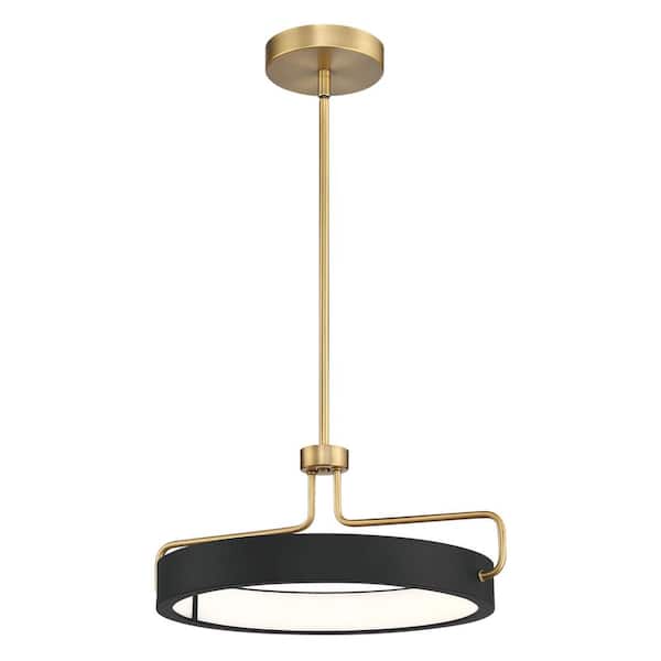 Eurofase Pemberton Integrated LED Black Wagon Wheel Pendant with Acrylic Shade