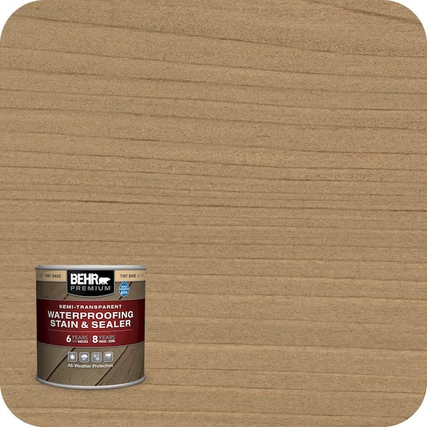 BEHR PREMIUM 8 oz. #ST-127 Beach Beige Semi-Transparent Waterproofing Exterior Wood Stain and Sealer Sample