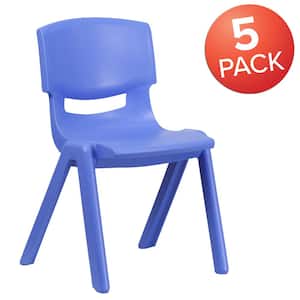 Plastic Stackable Kids Chair in Blue (Set of 5)