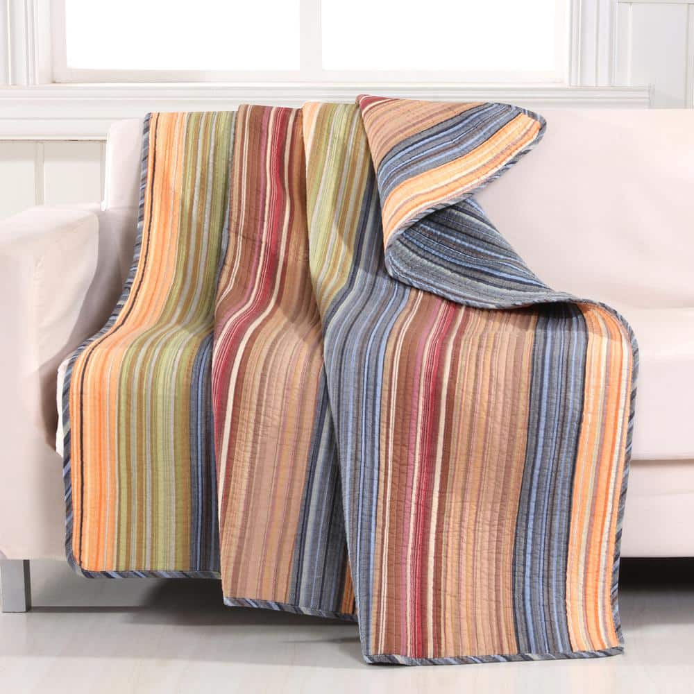 Katy Multicolor Stripe Reversible Cotton Throw 50x60"