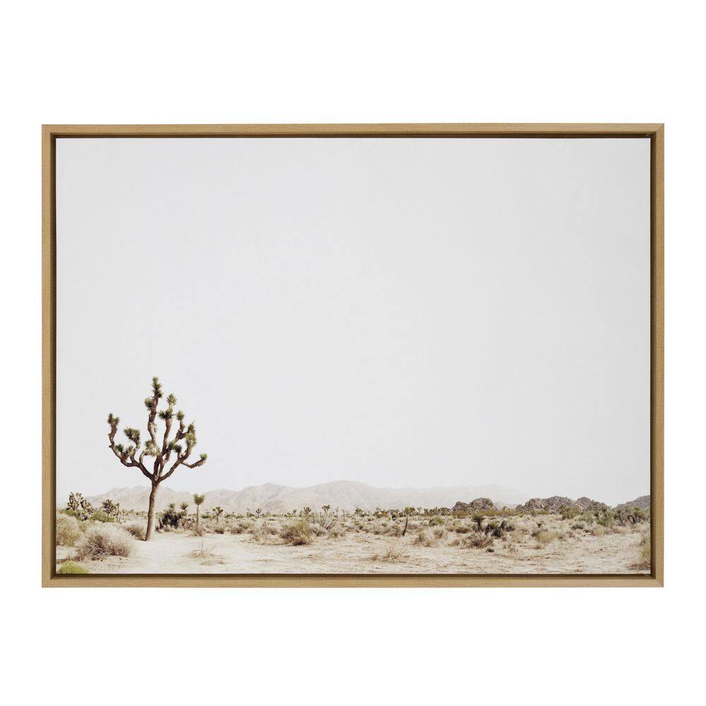 Natural Framed Joshua Tree Desert Canvas Print, 28x38