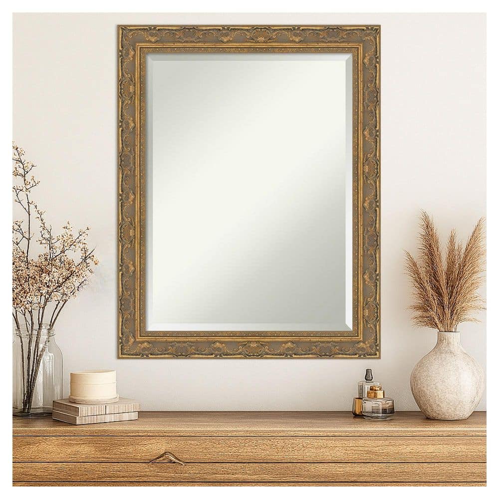 Amanti Art Filigree Gold 22.25 in. x 28.25 in. Beveled Traditional Rectangle Framed Wall Mirror, image size:1000x1000