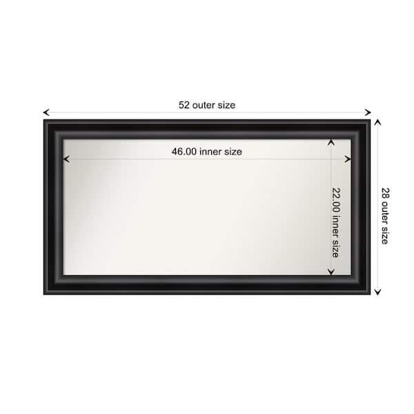 Amanti Art Grand Black 51.75 in. W x 27.75 in. H Custom Non-Beveled Recycled Polystyrene Framed Bathroom Vanity Wall Mirror
