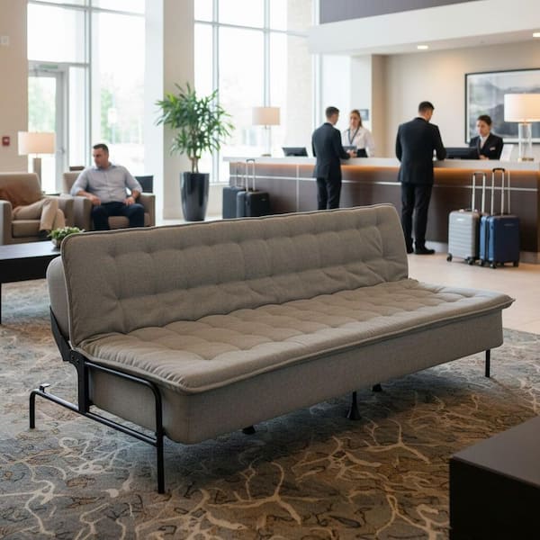 JAKIN 76.8 in. Metal Frame 3-Seat Modern Sofa with Adjustable Backrest and Independent Spring Cushion in Ash Grey