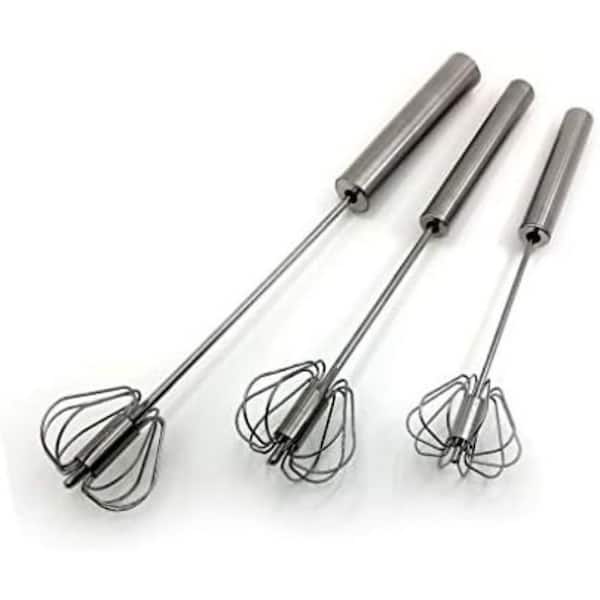 Stainless Steel Semi-automatic Hand Push Rotary Egg Whisk Blender 3 Pack Durable Kitchen Tool Mixer