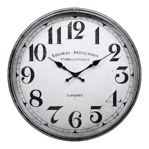 23.5 in. x 23.5 in. Silver Kiera Grace Round Traditional Parnell Decorative Metal Wall Clock