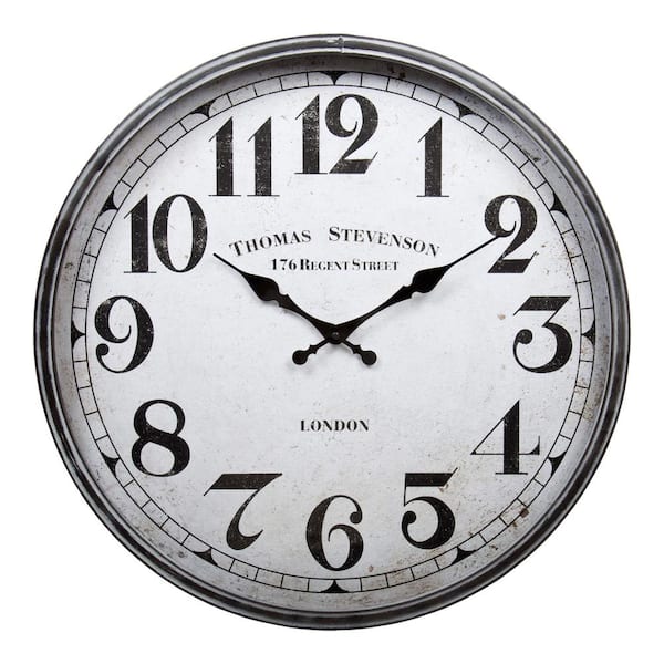 Unbranded 23.5 in. x 23.5 in. Silver Kiera Grace Round Traditional Parnell Decorative Metal Wall Clock