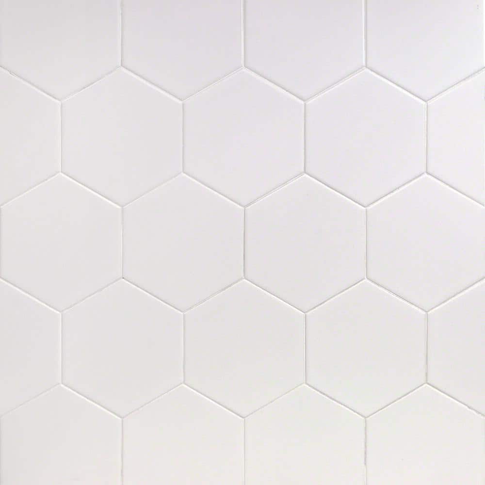 David Matte White Hexagonal Ceramic Wall Tile