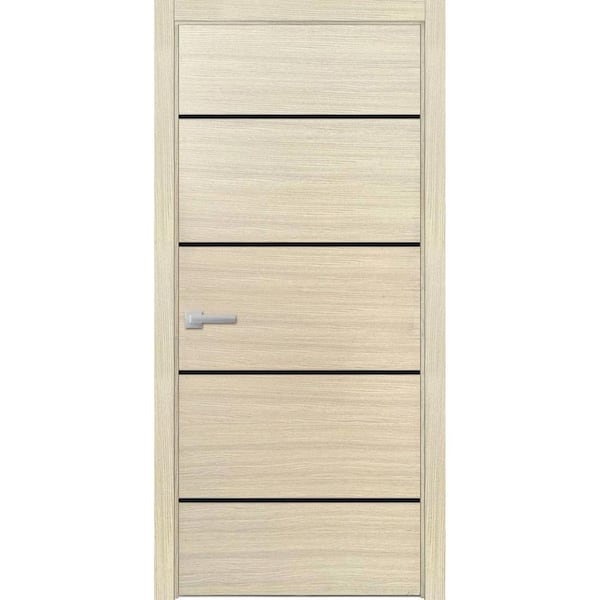 15 42 in. x 96 in. Right-Hand/Inswing Solid Natural Veneer Wood Single Prehung Interior Door with Hardware