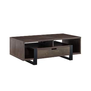 Mariana 46.75 in. Brown Rectangle Wood Coffee Table with Drawers, and Shelves, and Storage