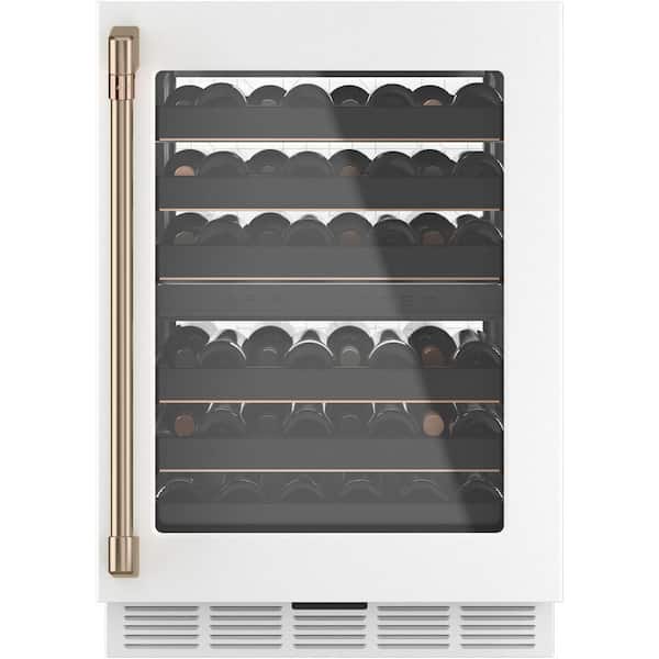 24 in. Smart 46-Bottle Wine Beverage Cooler with Smart Technology in Matte White, Reversible Doors, Dual Temperature