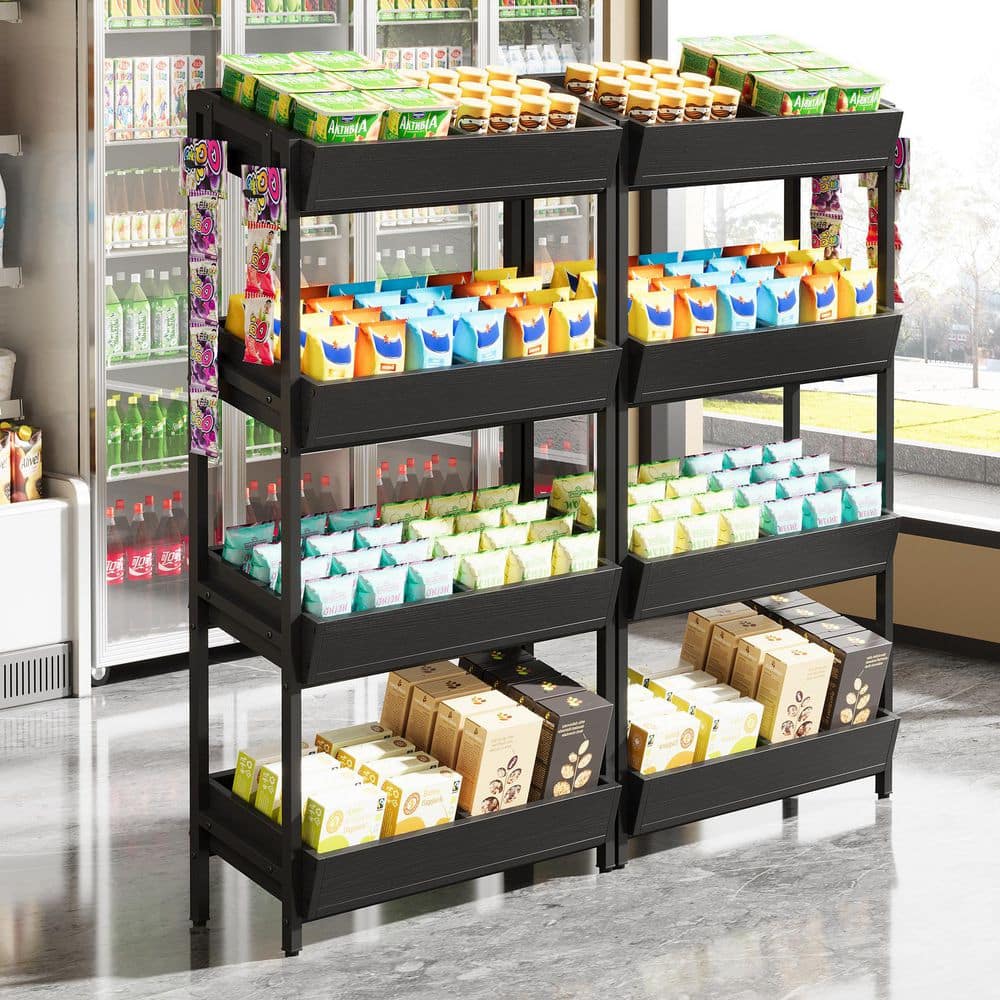 BYBLIGHT Eulas 4-Tier Black 29 in. Retail Display Cabinet Rack (Set of ...