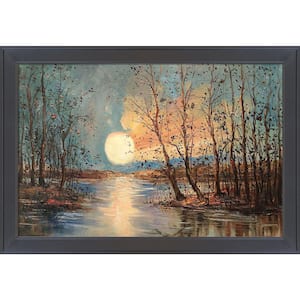 Moon (Reflections) Reproduction by Justyna Kopania Gallery Black Framed Nature Oil Painting Art Print 28 in. x 40 in.