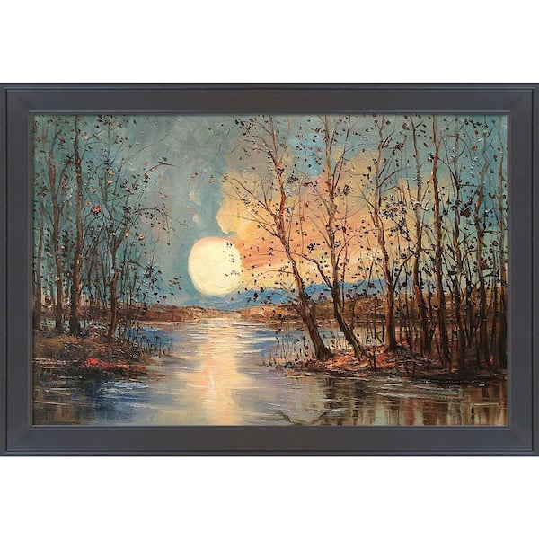 LA PASTICHE Moon (Reflections) Reproduction by Justyna Kopania Gallery Black Framed Nature Oil Painting Art Print 28 in. x 40 in.