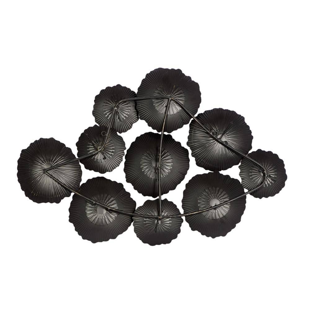 Black and Gold Circular Iron Wall Sculpture with Matte Finish