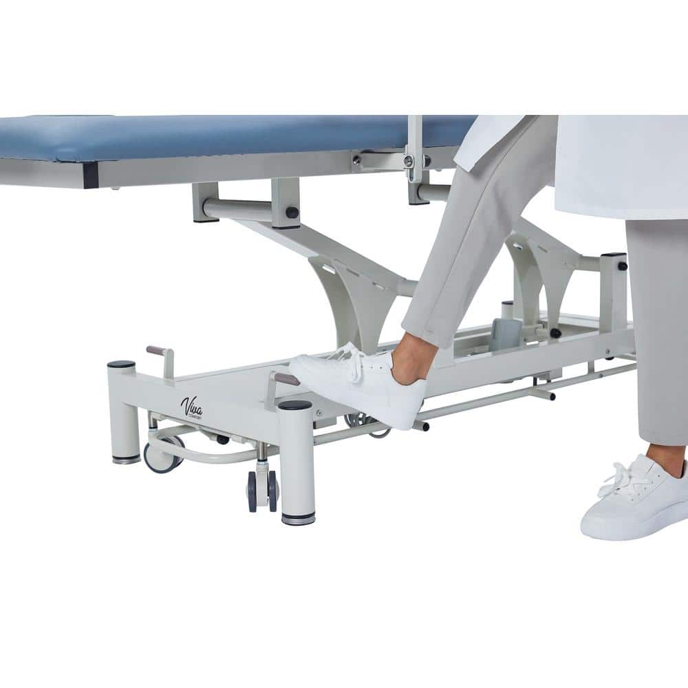 Industrial Rectangular Leather and Steel Adjustable Table