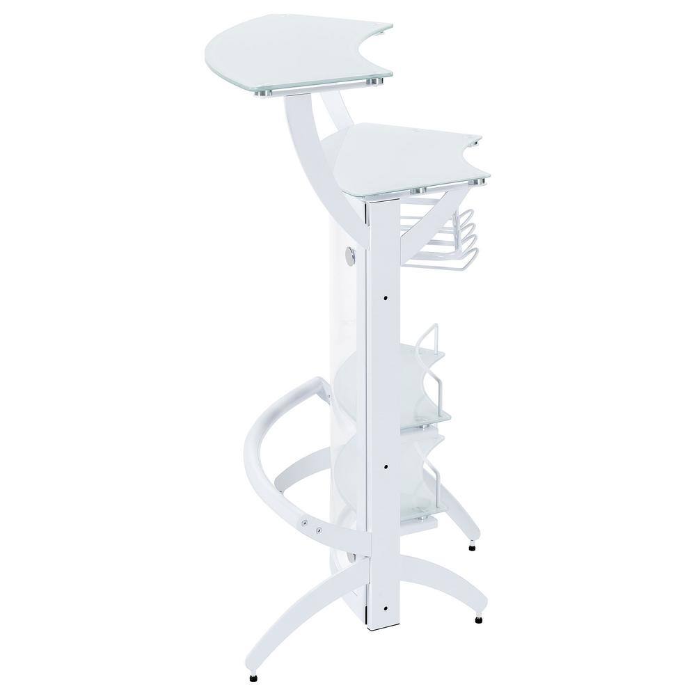 White Acrylic and Glass Half Circle Home Bar