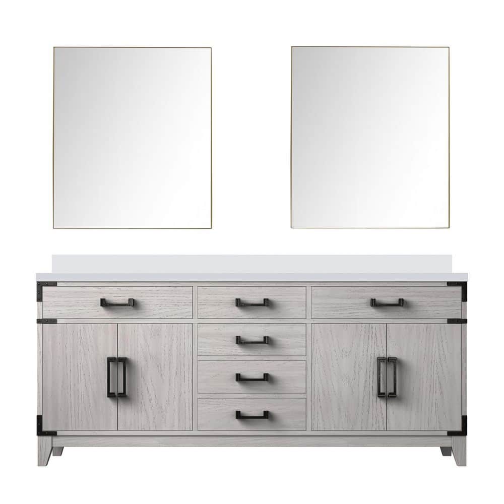 Fossa 72 in W x 22 in D White Oak Double Bath Vanity with Cultured Marble Top, and 34 in Mirrors price history on PriceWatchPro