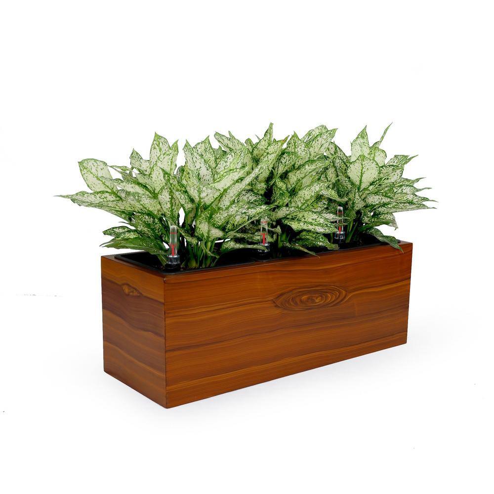 30 in. L x 11 in. W x 11 in. H 3 Liner Self-watering Rectangle Planter Box 