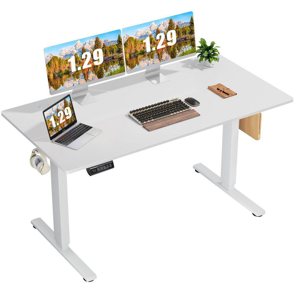 55 x 24 in. Electric White Adjustable Height Rising Standing Desk with Splice Board, 2 Hook & Wire Hole price history on PriceWatchPro