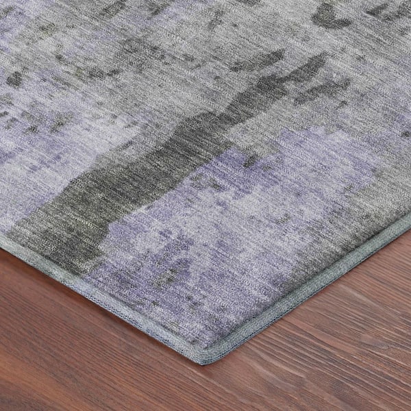 Mayfield Premium Machine Washable Abstract AMF2284 Lavender 5 ft. x 7 ft. 6 in. Area Rug