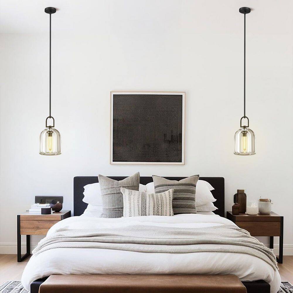 8 in. 1-Light Dimmable Botanist Cloche K9 Crystal Pendant Light, Black Kitchen Island Pendant Light, for Living Room price history on PriceWatchPro