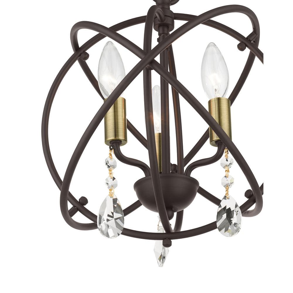 Bronze Mini Plug-in Crystal Candle Chandelier