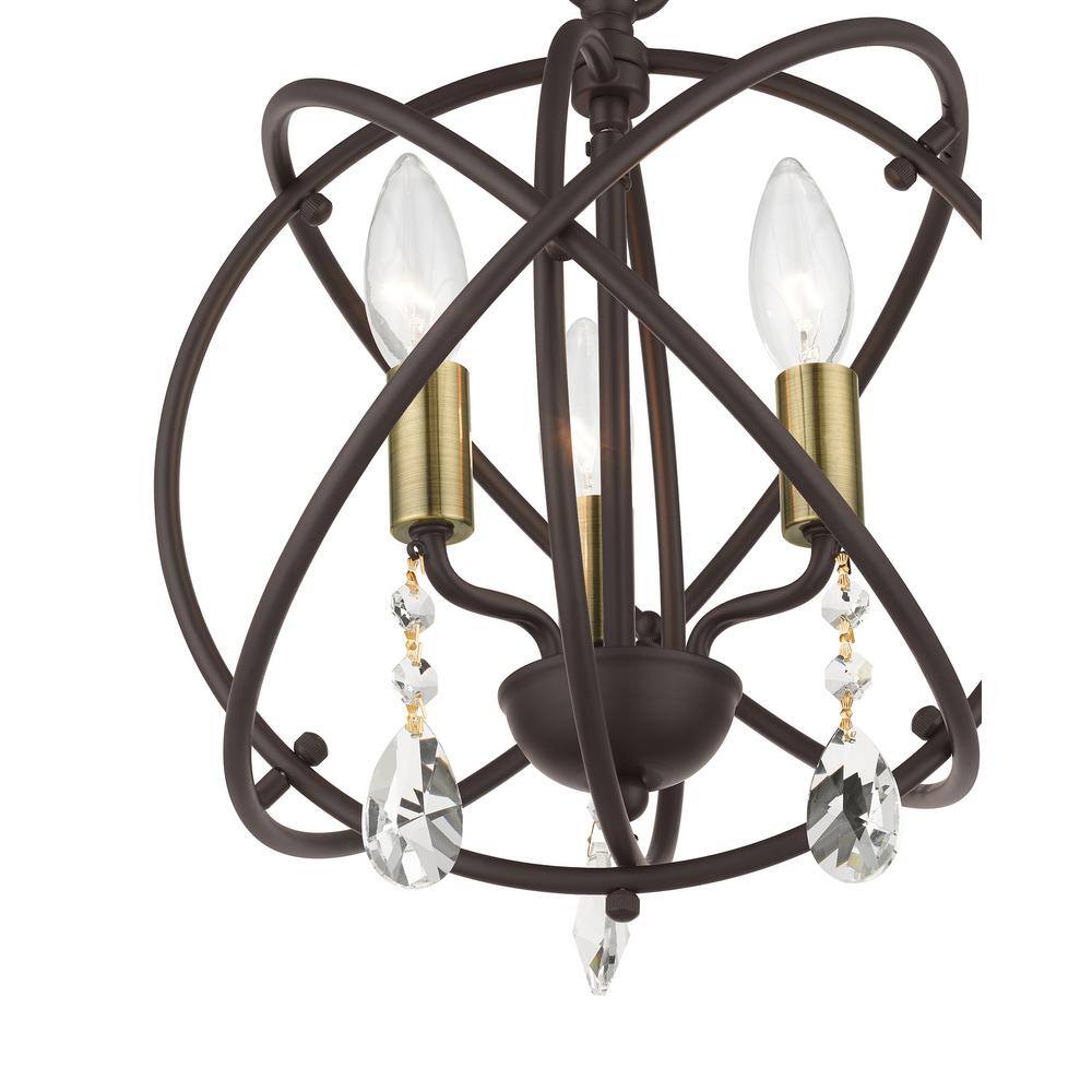 Bronze Mini Plug-in Crystal Candle Chandelier