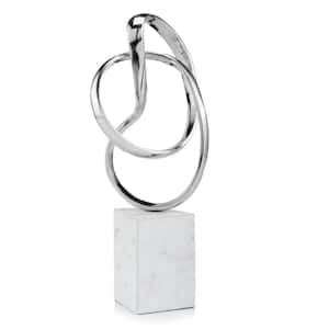 Metal Silver and White Marble and Aluminum Sculpture