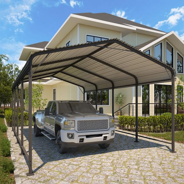 SUNVIVI 12 ft. W x 20 ft. D Metal Carports ZDM-AW009GY-HD - The