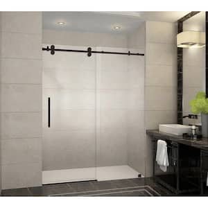 Langham 60 in. W x 75 in. H Sliding Frameless Shower Door in Bronze with Clear Glass