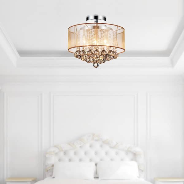 Radiant 6 Light Drum Shade Flush Mount With Chrome Finish