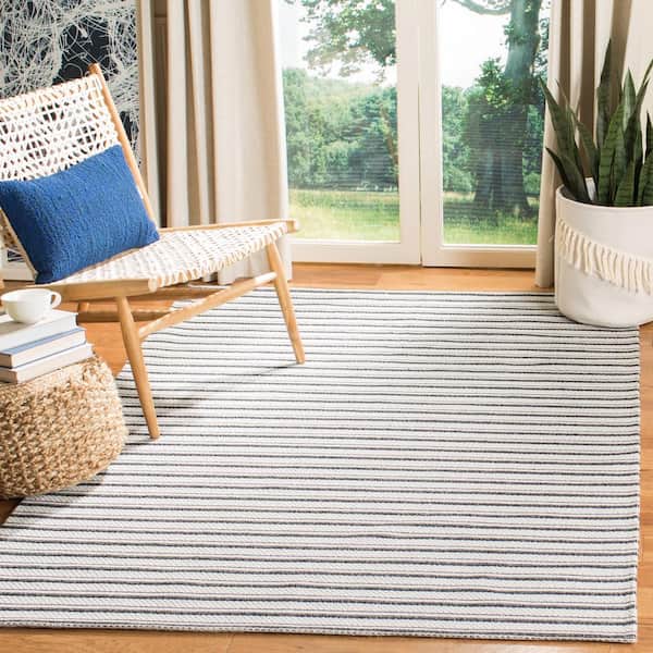 Martha Stewart Charcoal/Gray 8 ft. x 10 ft. Striped Geometric Area Rug