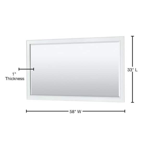 Deborah 58 in. W x 33 in. H Rectangular Framed Wall Bathroom Vanity Mirror in White