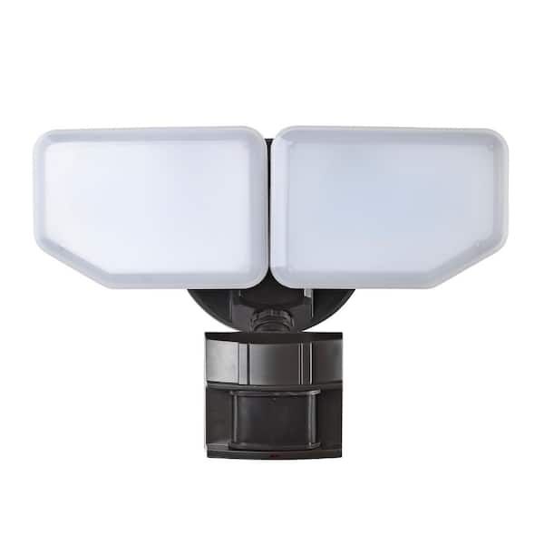 180-Degree Bronze Dual-Position Motion Activated Sensor Outdoor Integrated LED 
