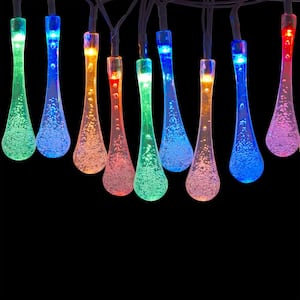228 in. 19 ft. Long Dual Function Teardrop String Solar Powered Multi-Color LED Path Lights (Set of 2)
