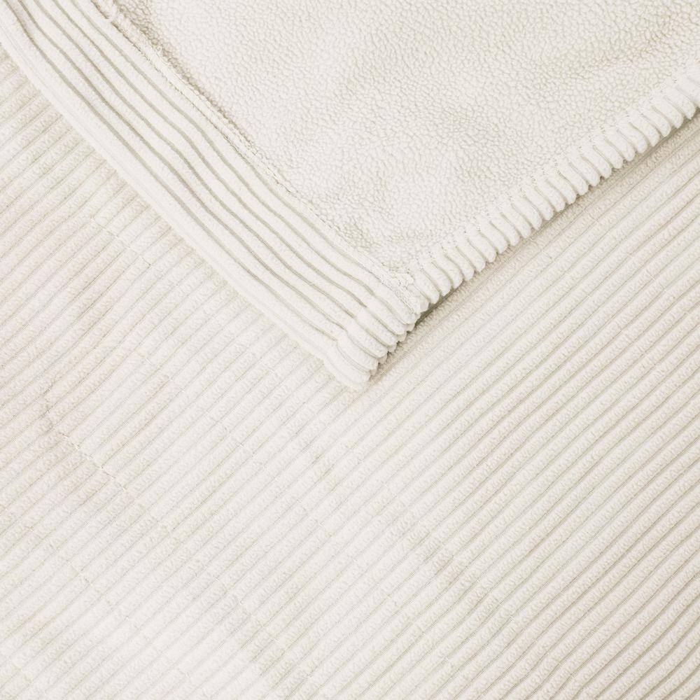 Twin Ivory Knitted Micro Fleece Heated Blanket