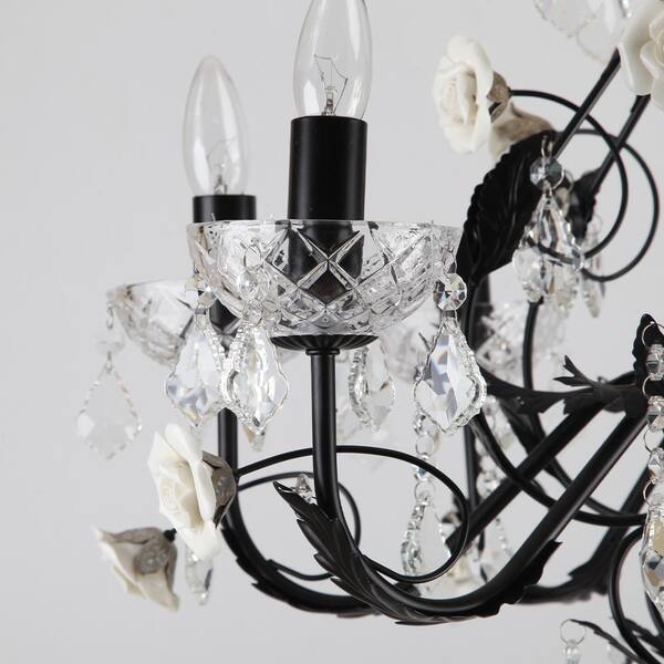 JC TOPA Classic 8 light Classic Black Flower Decorations Candle