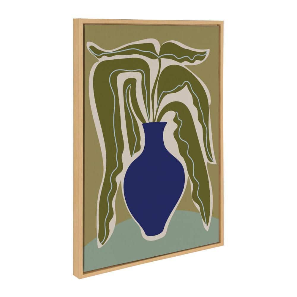 Sylvie "House Plant Ink Blue Vase" by The Creative Bunch Studio Natural Framed Art Print 23 in. x 33 in.