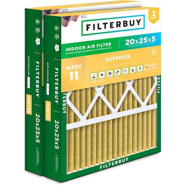 20 in. x 25 in. x 5 in. MERV 11 (FPR 7) Allergen Defense Pleated HVAC AC Furnace Air Filters for Honeywell (2-Pack)