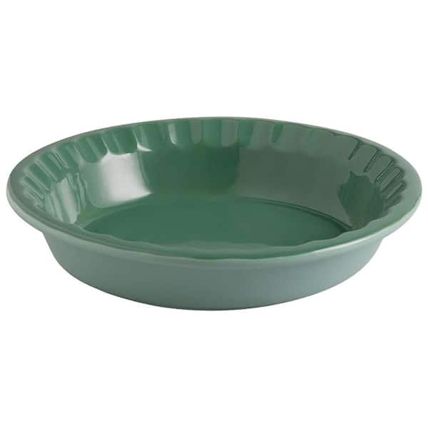 Ceramic Deep Fluted Round Pie Dish Non-Stick Porcelain Pie Plate with Larger Edges for Baking Apple Pie Green