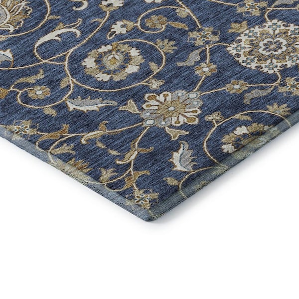 Mayfield Premium Machine Washable Abstract AMF1149 Navy 5 ft. x 7 ft. 6 in. Area Rug