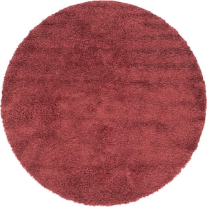 Davos Shag Poppy Red 3 ft. x 3 ft. Round Area Rug