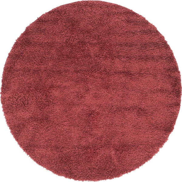 Unique Loom Davos Shag Poppy Red 3 ft. x 3 ft. Round Area Rug