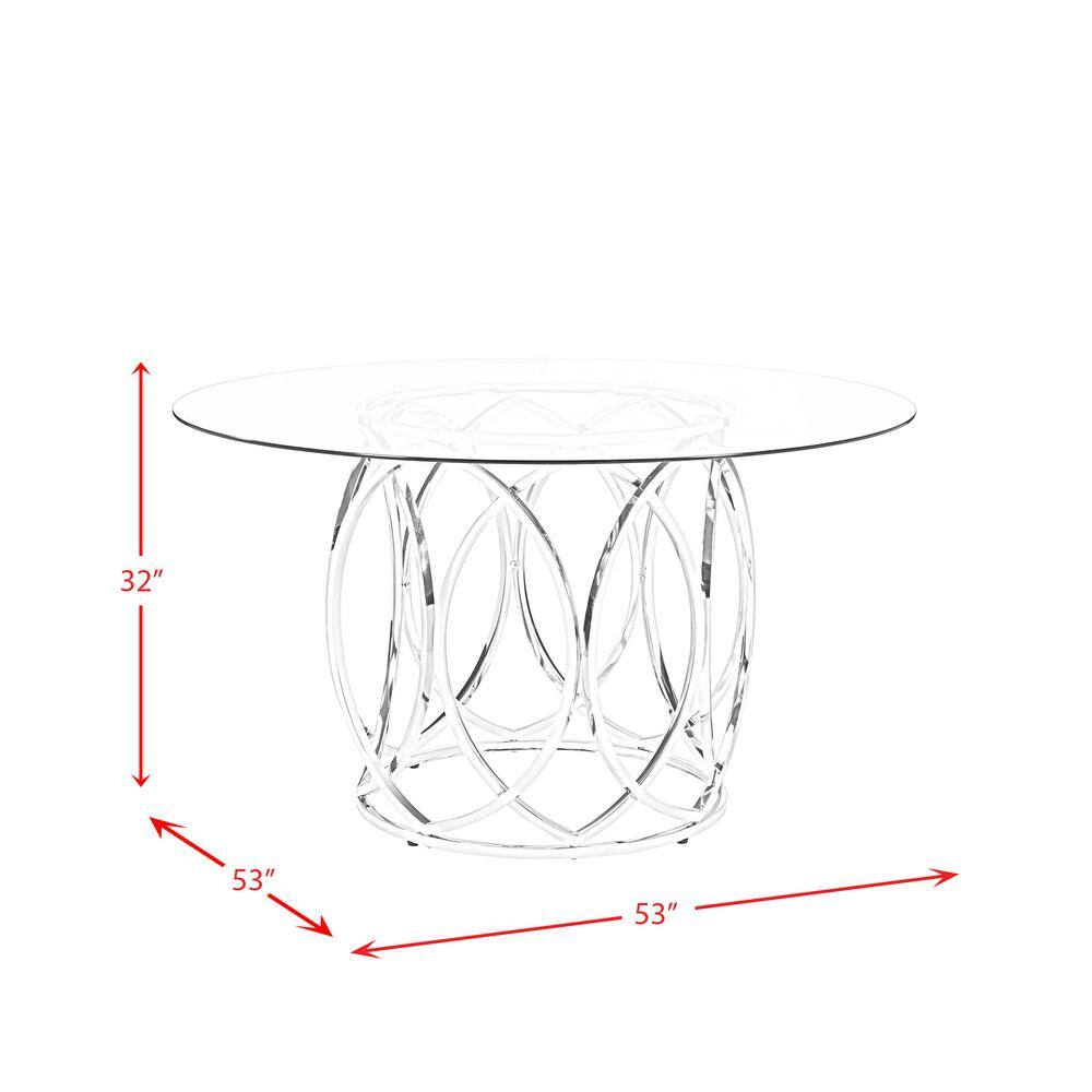Elysian 53" Chrome & Glass Transitional Round Dining Table