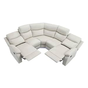 82.6 in. Velvet Modern Sectional Sofa Recliner Chair Sofa in Beige with LED Light