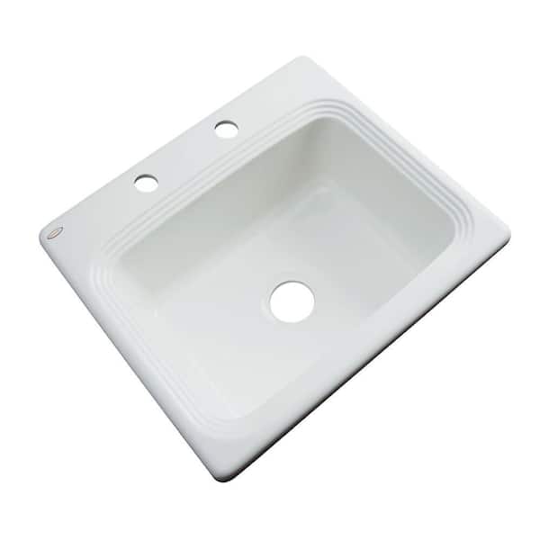 Thermocast Rochester Drop-In Acrylic 25 in. 2-Hole Single Bowl Kitchen Sink in Ice Grey