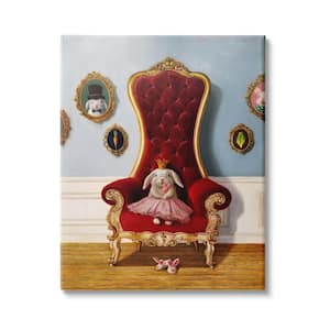 Princess Rabbit Royal Heir Red Throne Funny Animal by Lucia Heffernan Unframed Print Animal Wall Art 24 in. x 30 in.