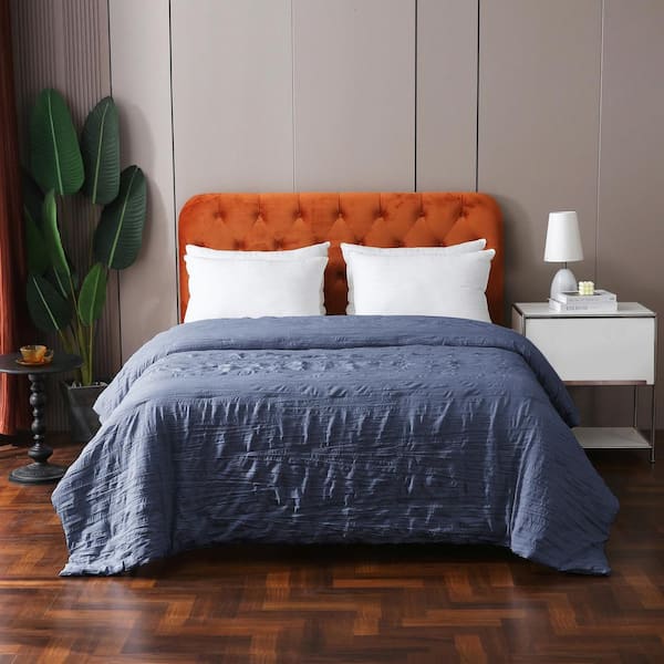 St. James Home Crinkled Down Alternative Navy Polyester Twin Blanket