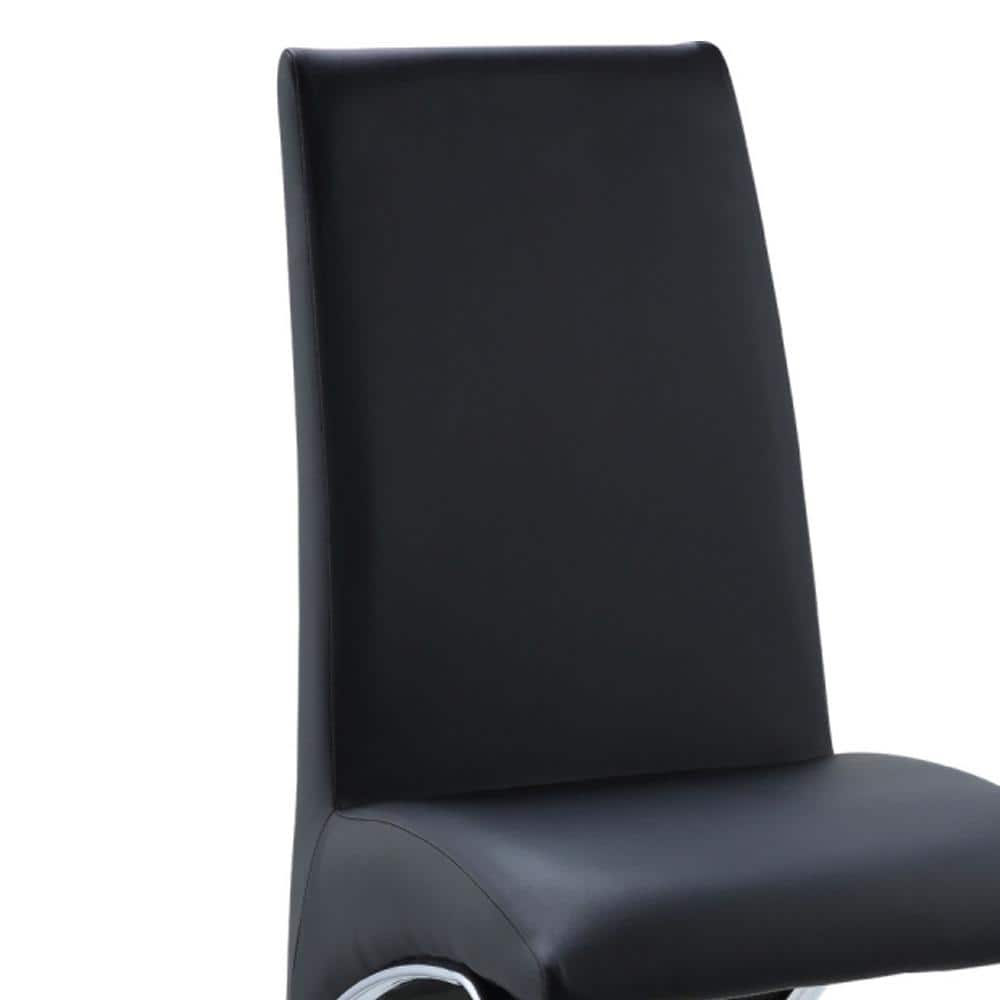 Black Faux Leather Upholstered Side Chair with Chrome Legs